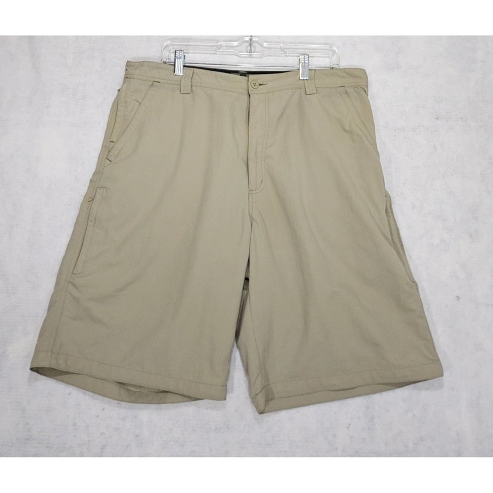 REI Sahara Shorts Mens 36 UPF 50+ 10" Inseam Hiking Cargo Pockets Tan Khaki